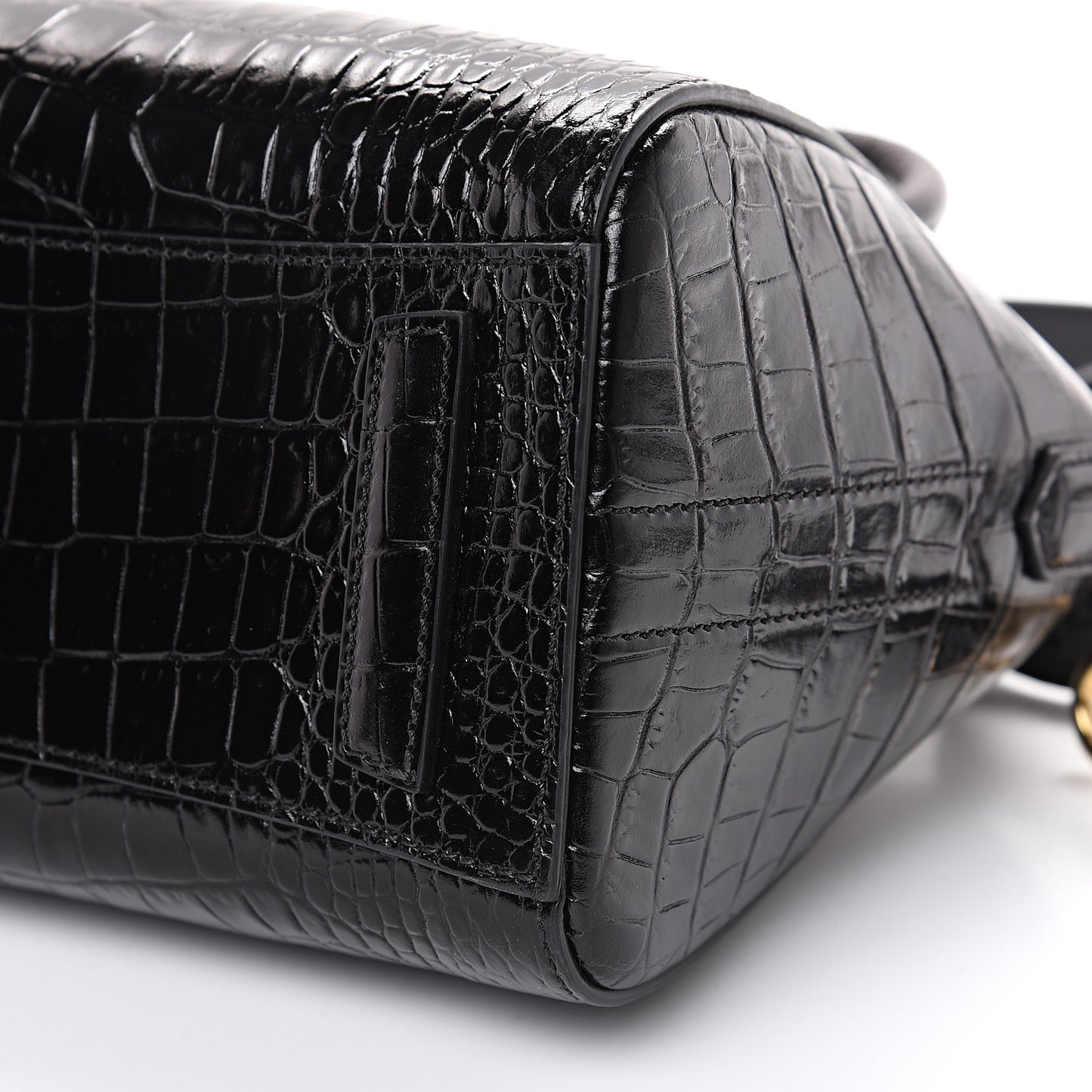 Calfskin Crocodile Embossed Mini Antigona Black