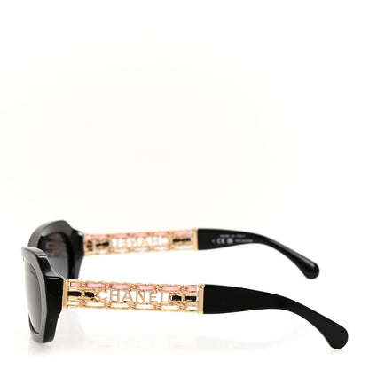 Chanel Acetate Lambskin Cat Eye Sunglasses 5538-Q Black 3 of 8