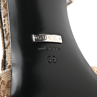 Gucci Monogram Malga Kid Square G 75mm Slingback Pumps 39 Beige Ebony New Acero 6 of 7