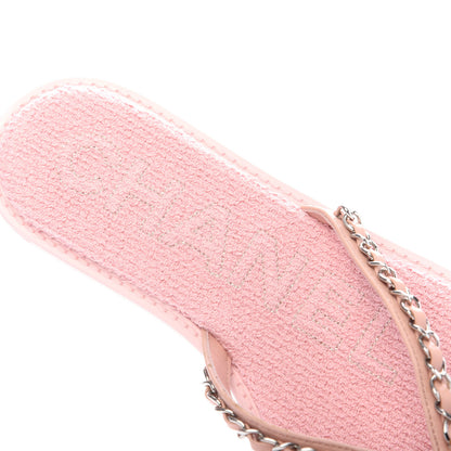 Chanel Calfskin CC Chain Thong Sandals 37 Pink 6 of 8