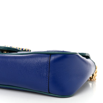 Gucci Azalea Calfskin Enamel Matelasse Diagonal Small Torchon GG Marmont Shoulder Bag Imperial Blue Pavone 10 of 10