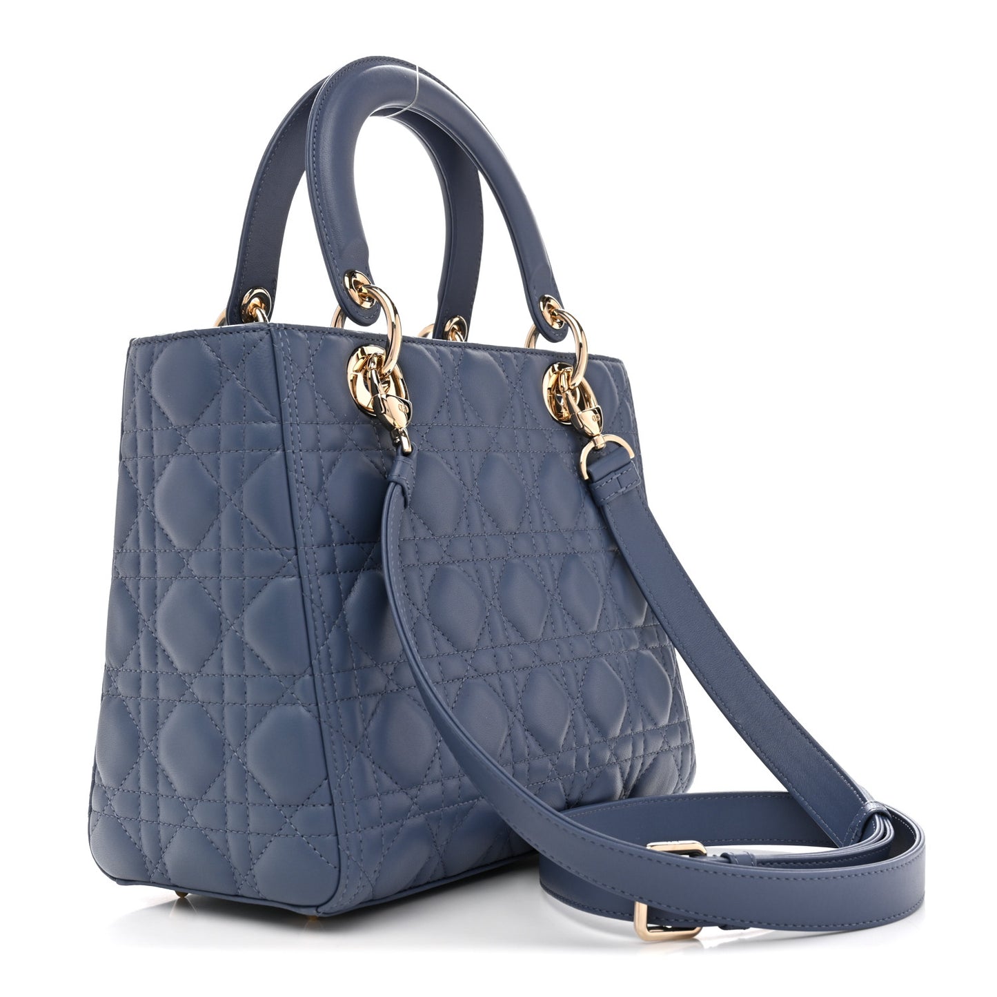 Lambskin Cannage Medium Lady Dior Denim Blue