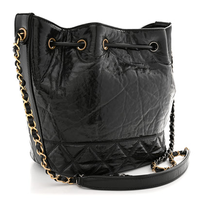Chanel Shiny Aged Calfskin CC Chain Drawstring Bag Black 3 of 10