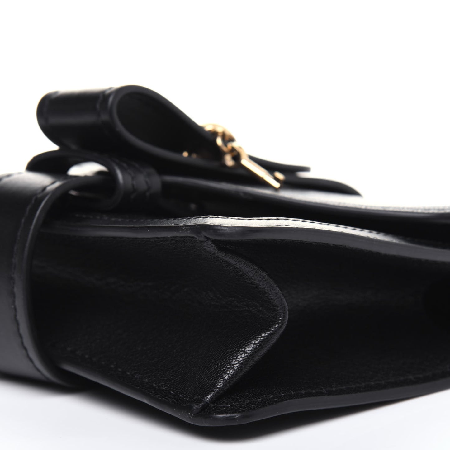 Shiny Goatskin Calfskin Mini Aby Chain Shoulder Bag Black