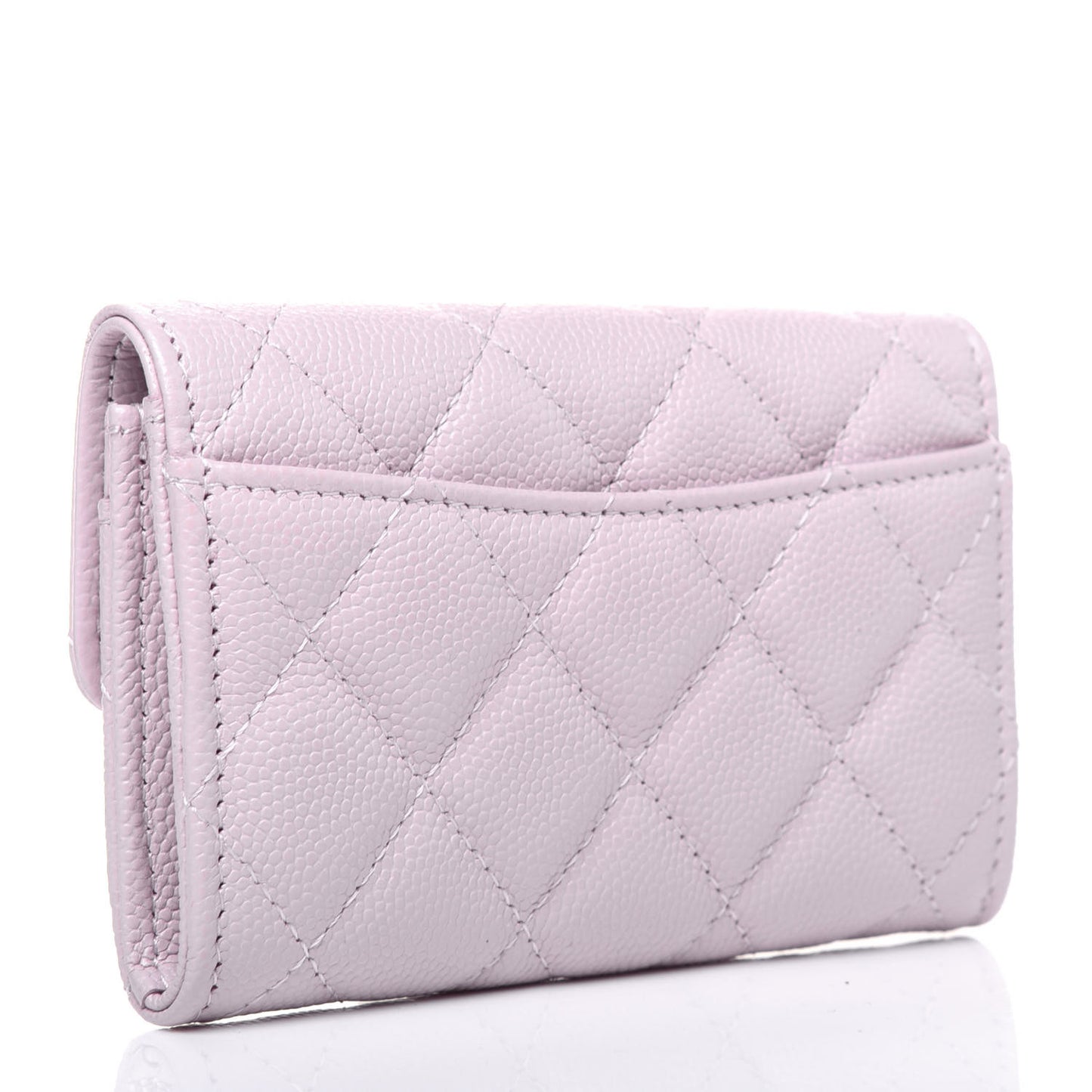 Caviar Quilted Flap Card Holder Wallet Light Pink