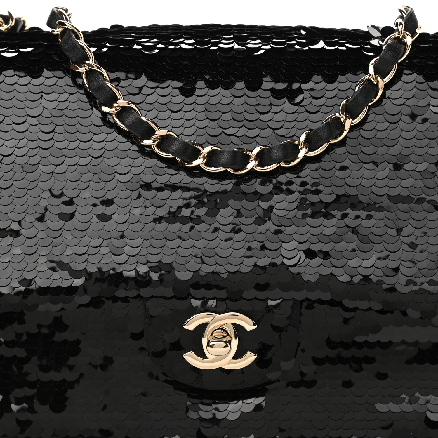 Chanel Sequin Medium Single Flap Black 8 of 10