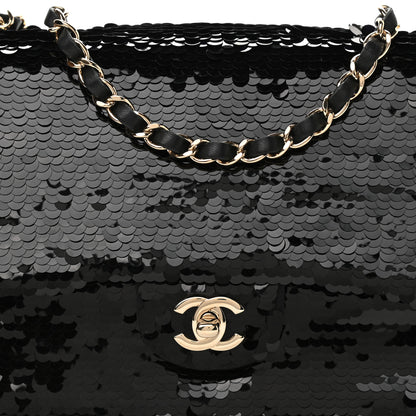 Chanel Sequin Medium Single Flap Black 8 of 10