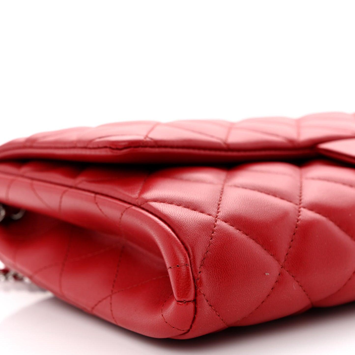 Lambskin Quilted Flap Clutch Red