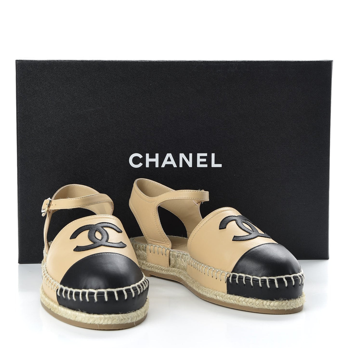 Lambskin CC Espadrilles 35 Beige Black