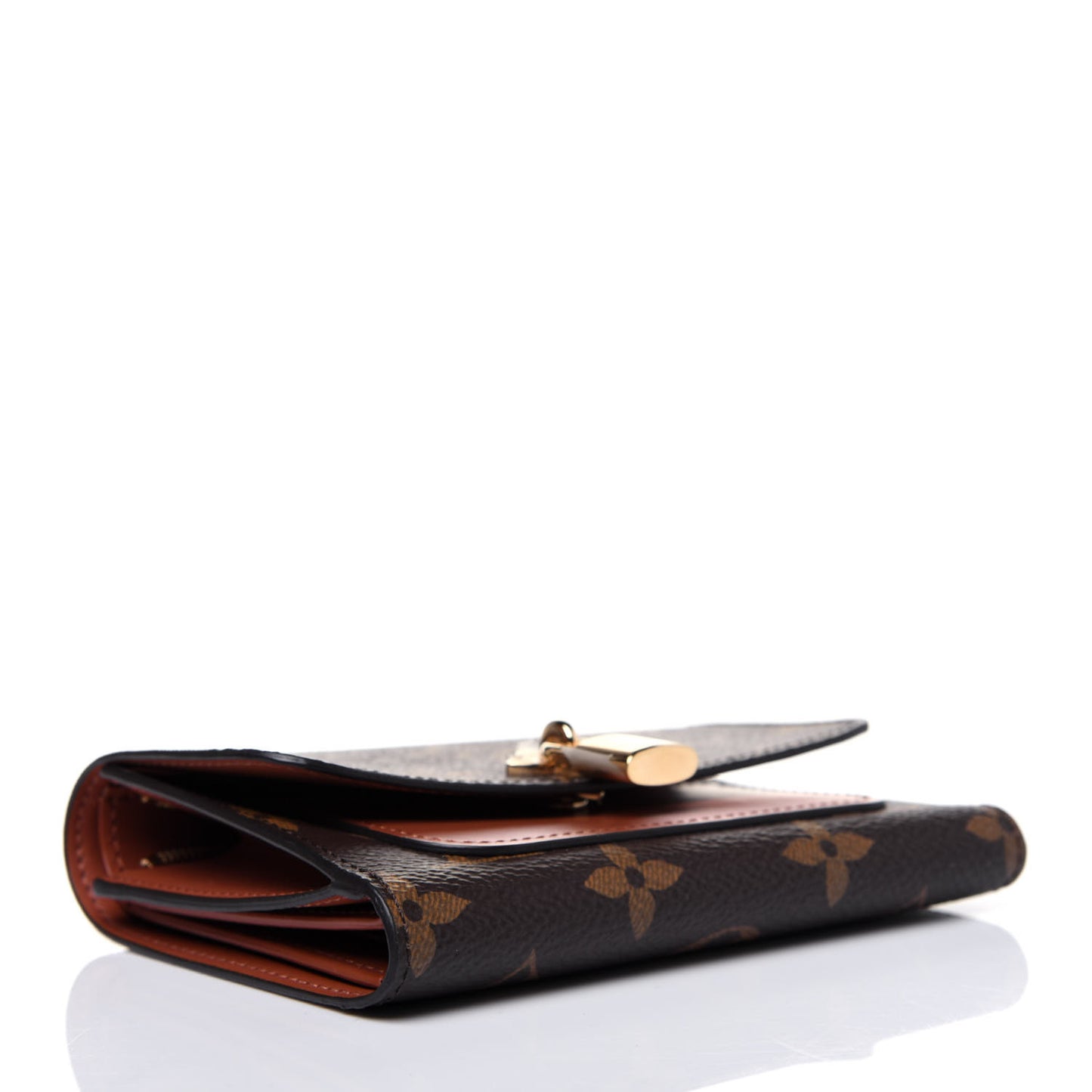 Monogram Flower Lock Compact Wallet Caramel