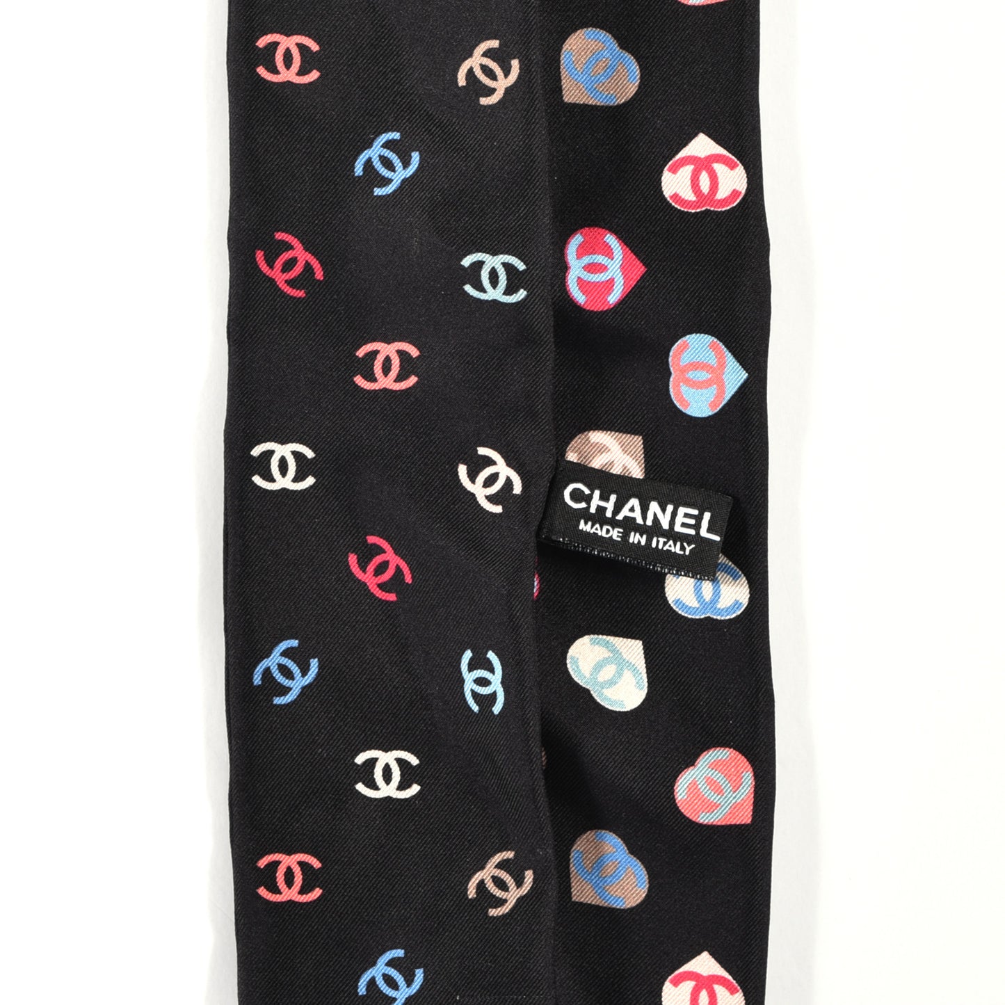 Silk Heart CC Slim Bandeau Scarf Black
