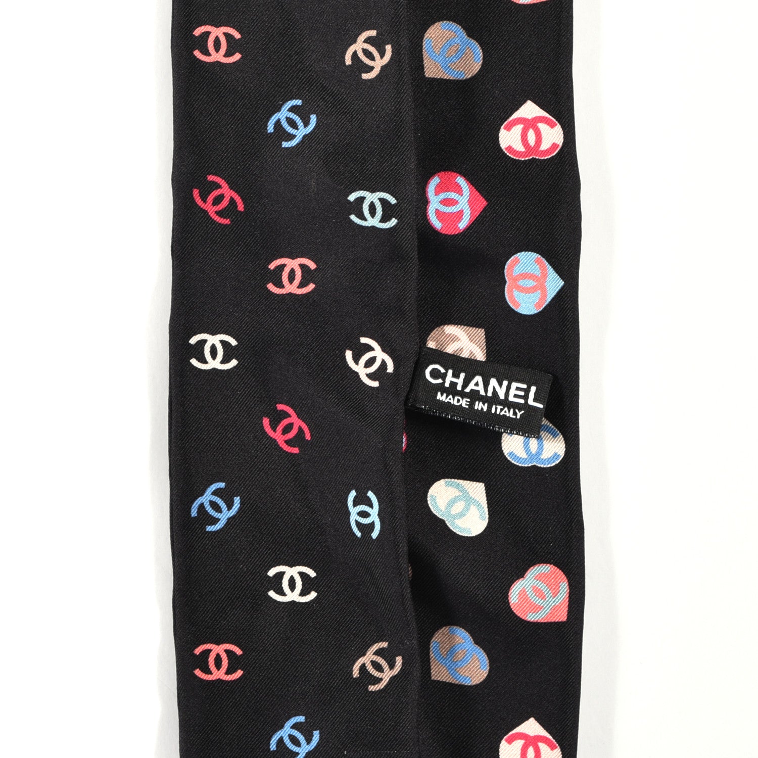 Chanel Silk Heart CC Slim Bandeau Scarf Black 4 of 4