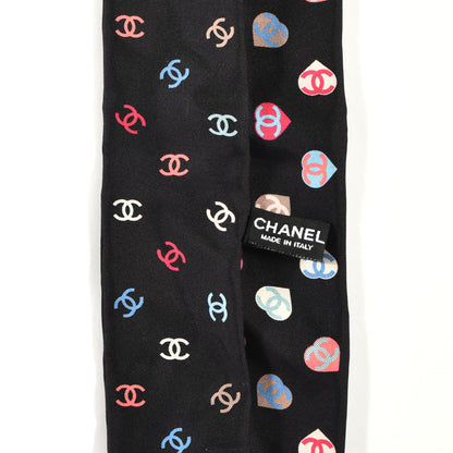 Chanel Silk Heart CC Slim Bandeau Scarf Black 4 of 4