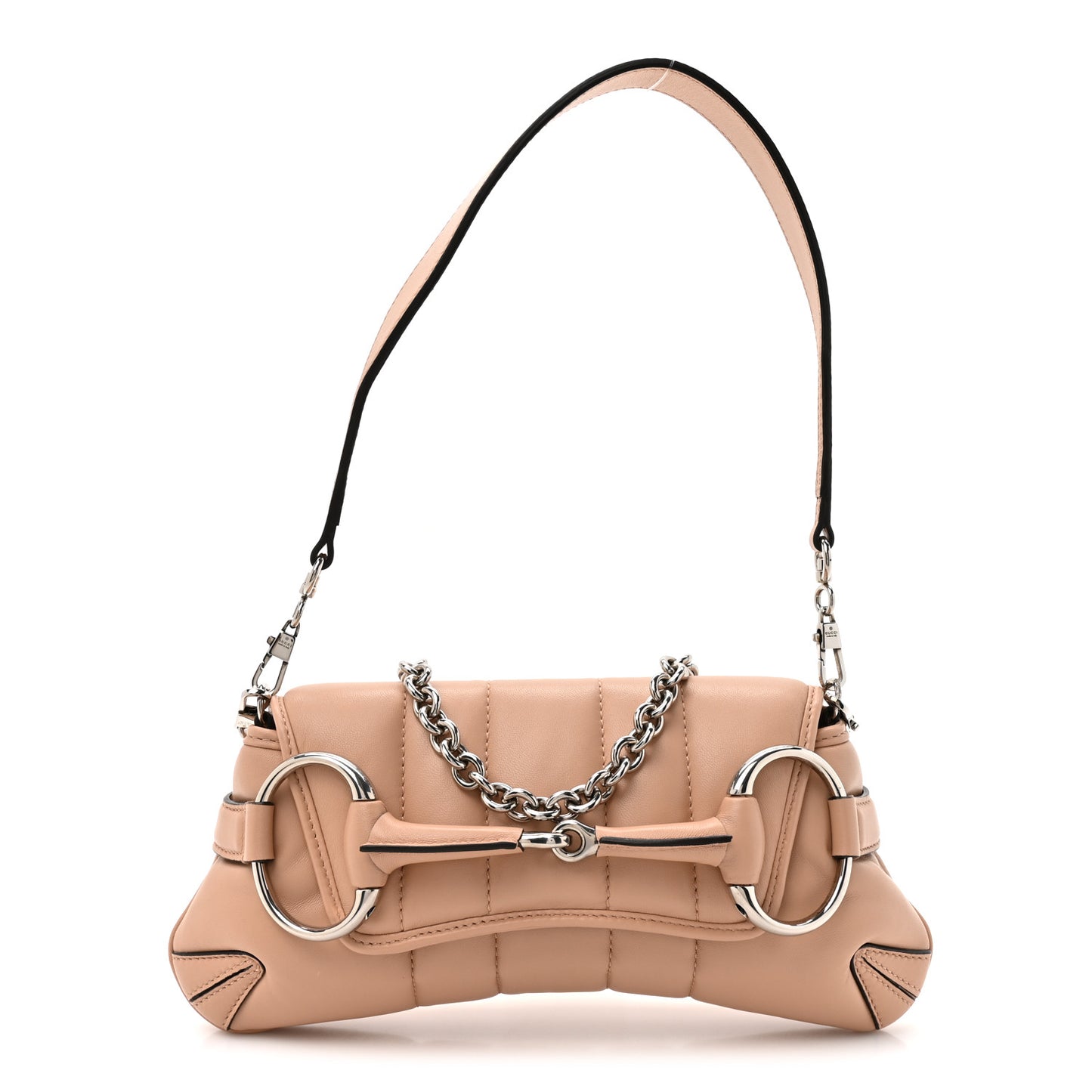 Nappa Vertical Matelasse Small Maxi Horsebit Chain Shoulder Bag Beige