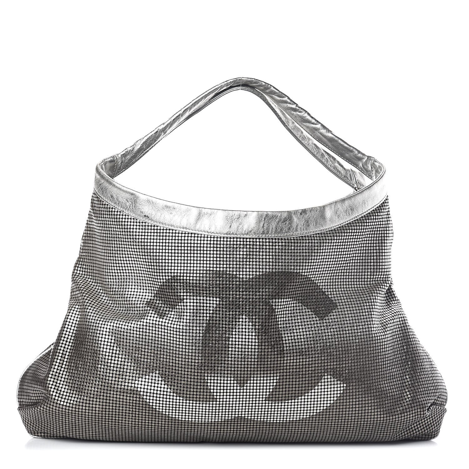 Chanel Metallic Perforated Lambskin Hollywood Hobo Silver 1 of 10