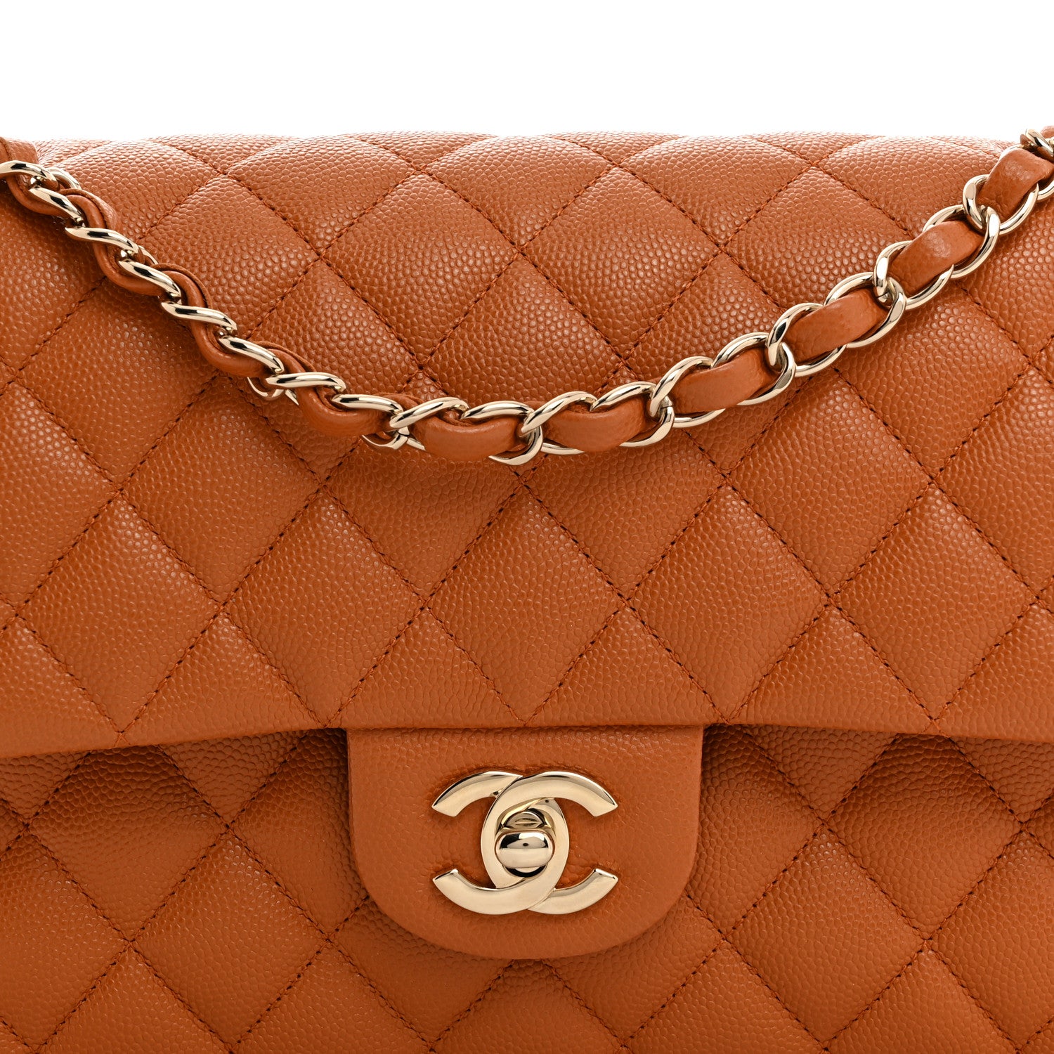 Chanel Caviar Quilted Medium Double Flap Light Brown 8 of 10