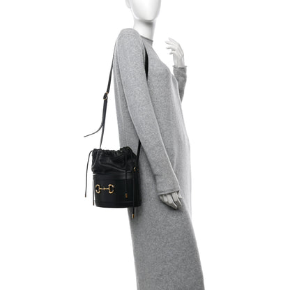 Gucci Azalea Sakai Calfskin Horsebit 1955 Drawstring Bucket Bag Black 2 of 10