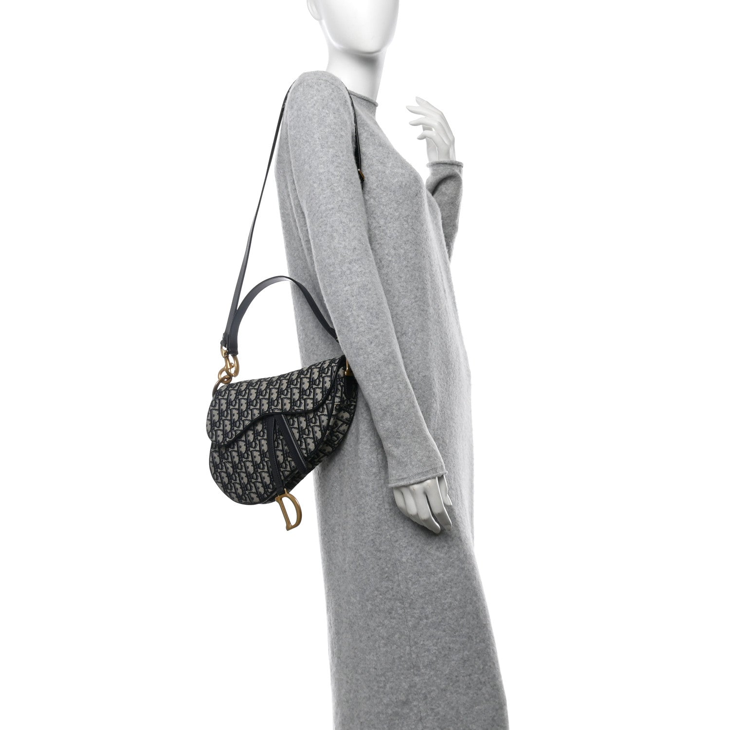 Christian Dior Oblique Saddle Bag With Strap Blue 2 of 11