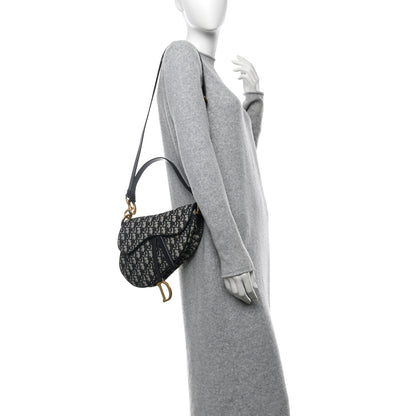 Christian Dior Oblique Saddle Bag With Strap Blue 2 of 11