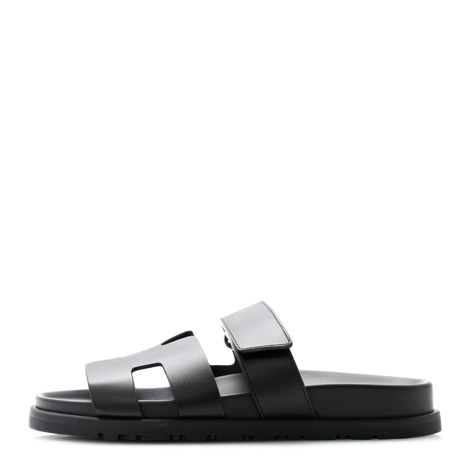 Hermes Calfskin Womens Chypre Sandals 35 Black 1 of 9