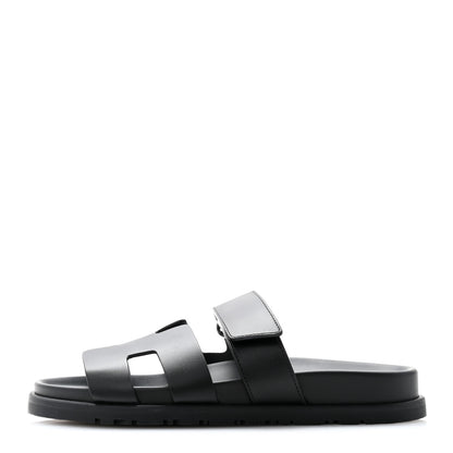 Hermes Calfskin Womens Chypre Sandals 35 Black 1 of 9