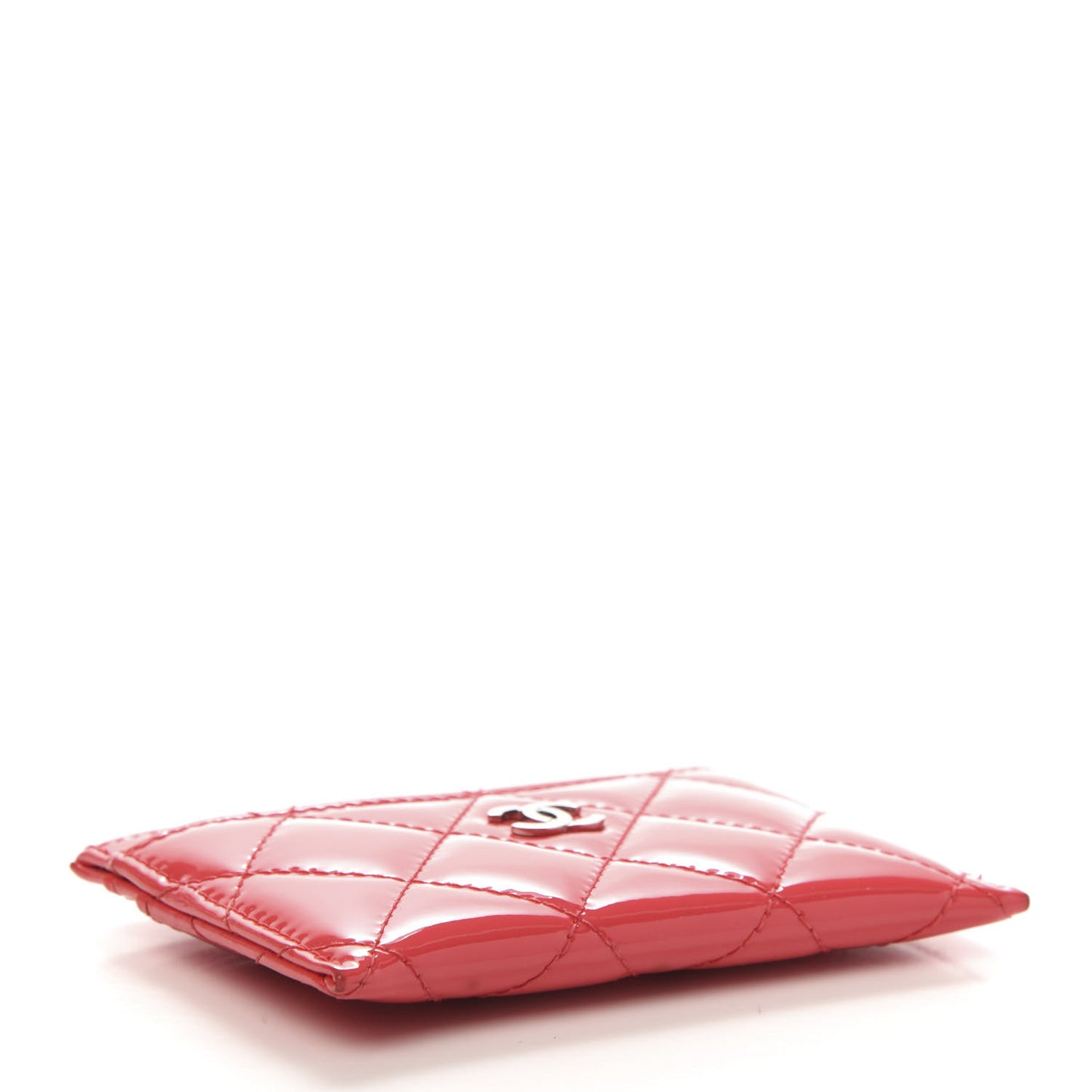 Patent Quilted Card Holder Red