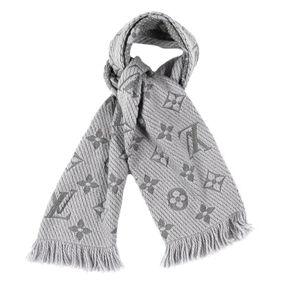 Louis Vuitton Wool Silk Logomania Scarf Pearl Grey 1 of 3