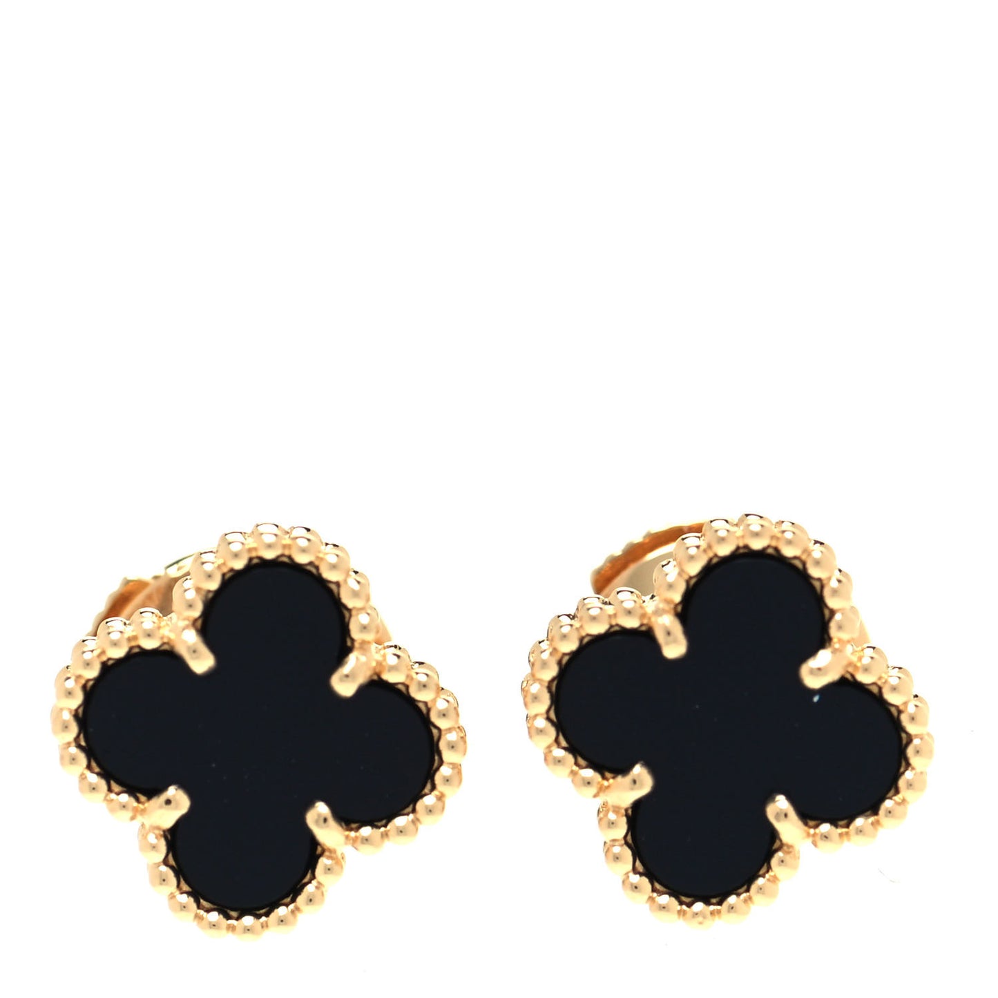 18K Yellow Gold Black Onyx Sweet Alhambra Earrings