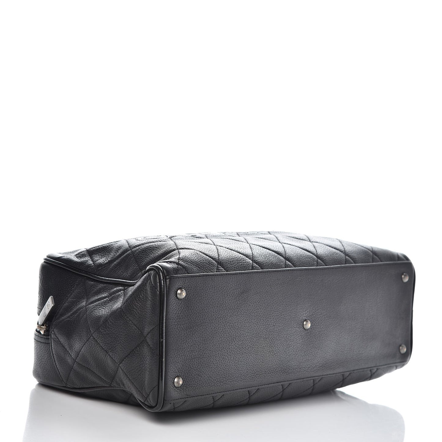 Caviar Patent Quilted Large Bowler Black