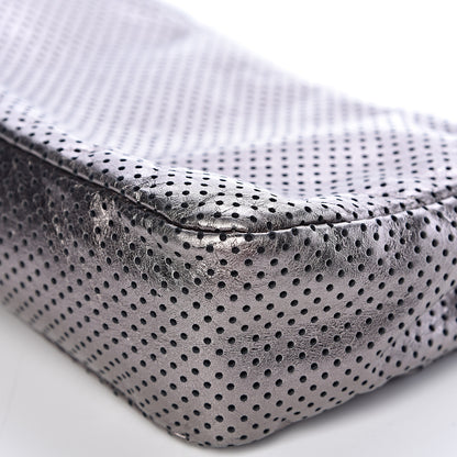Chanel Metallic Crackled Calfskin Perforated Drill Flap Silver 11 of 14