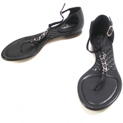 Chanel Quilted Thong Sandals Black 36.5 C 1 of 9