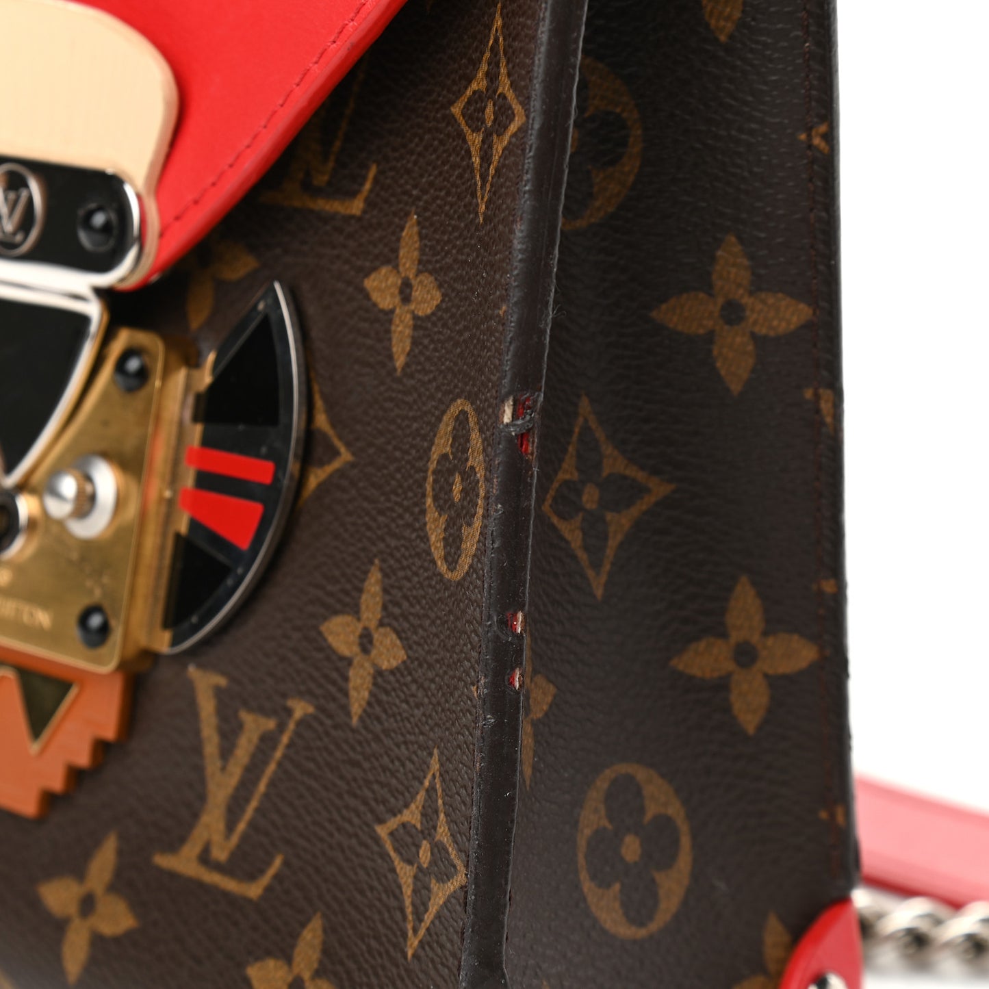 Monogram Tribal Mask Chain PM Rouge