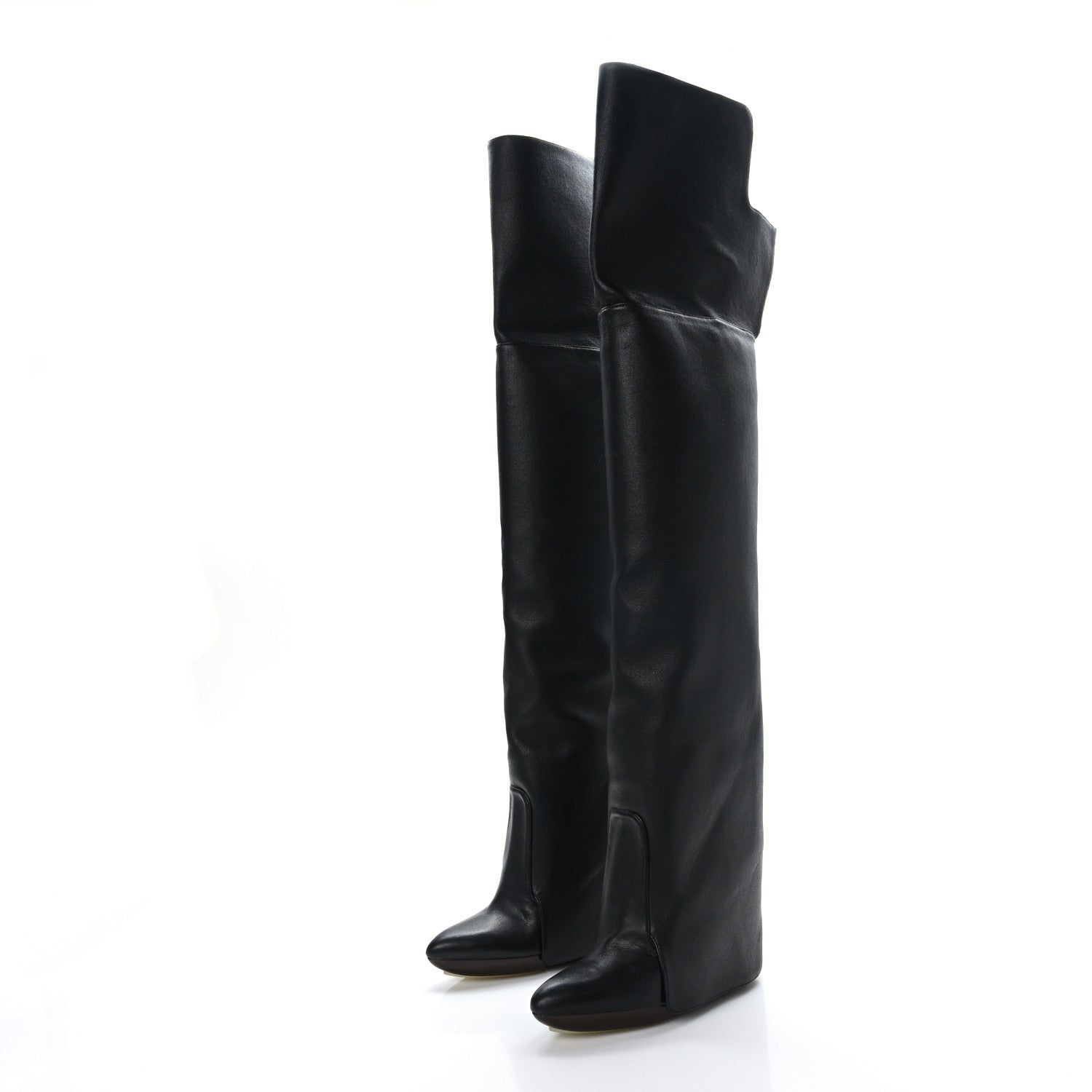 Givenchy Calfskin Newton Over The Knee Boots 35.5 Black Marron 3 of 8