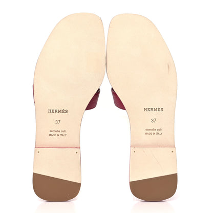 Hermes Epsom Oran Sandals 37 Rouge Azalee 5 of 11