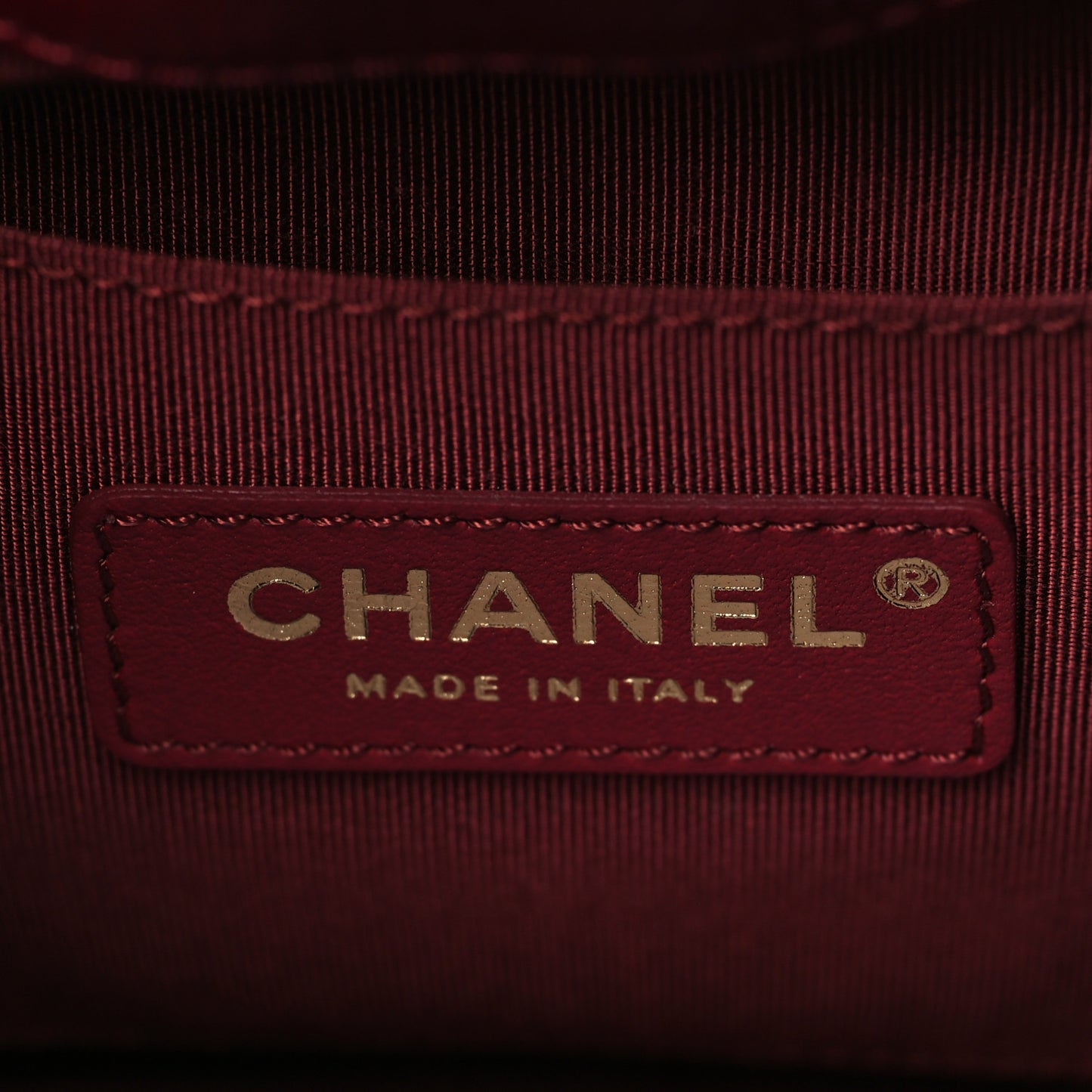 Shiny Aged Calfskin CC Chain Mini Drawstring Bag Red