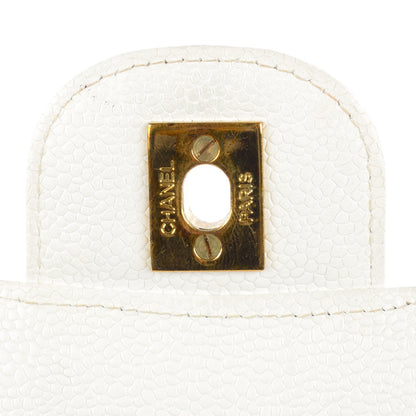 Chanel Caviar Quilted Medium Double Flap White 7 of 14