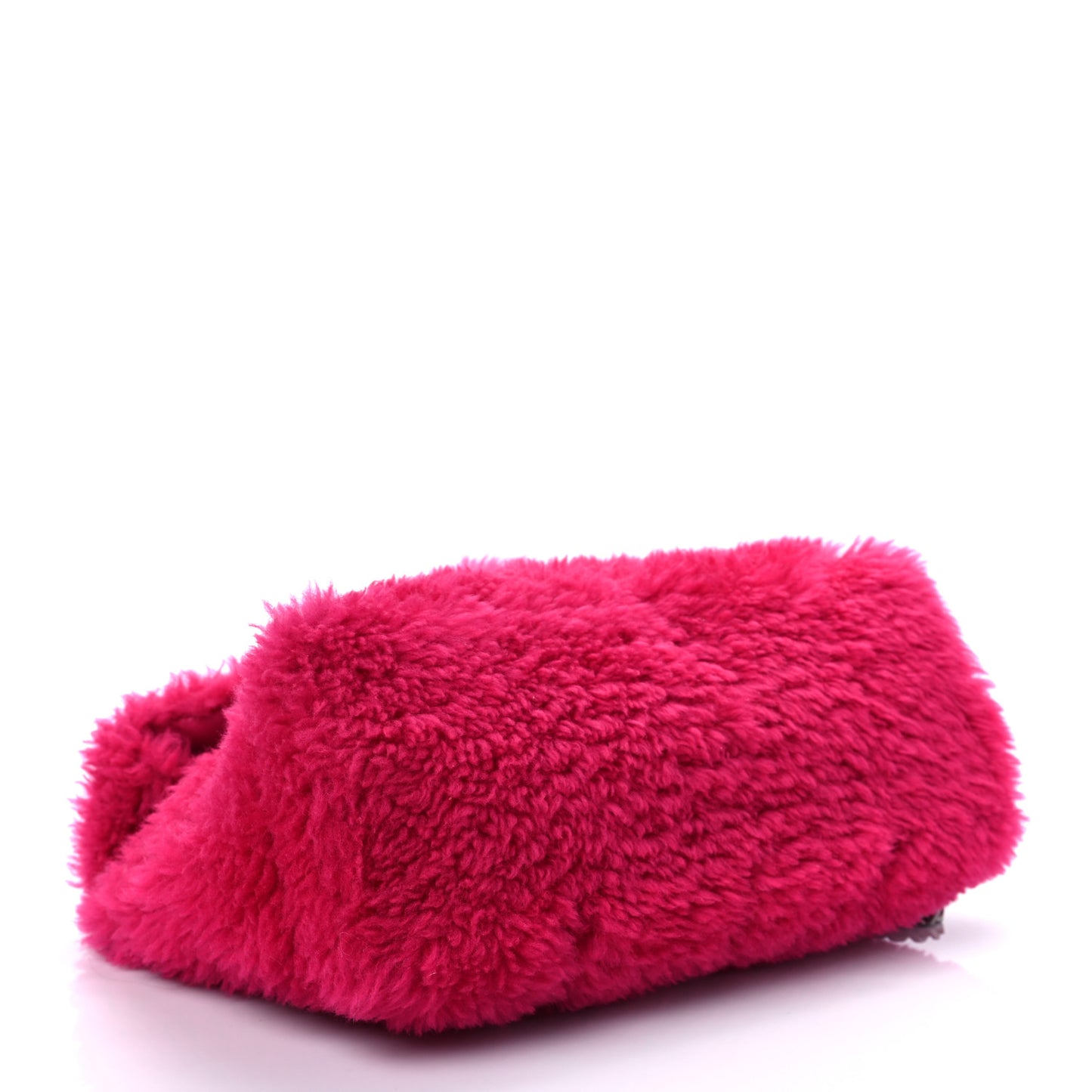 Merino Shearling Lambskin Quilted Small Loulou Puffer Monogram Chain Satchel Fuchsia