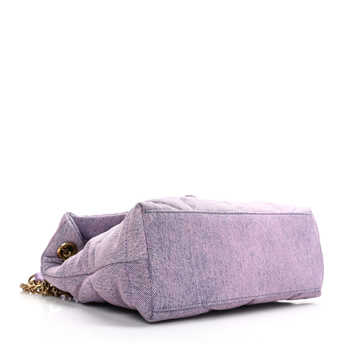 Denim Quilted Loulou Puffer Monogram Chain Satchel Bleached Lilac