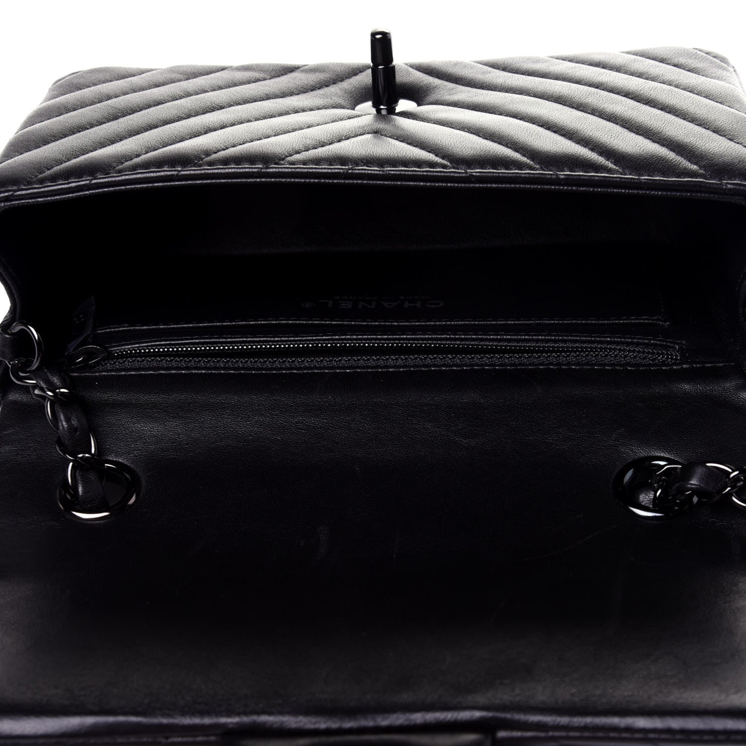 Chanel Lambskin Chevron Quilted Mini Rectangular Flap So Black 10 of 11