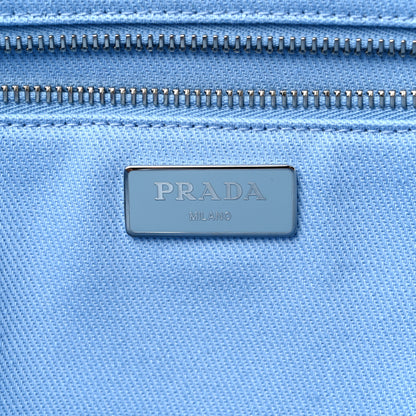 Prada Nylon Embroidered Drill Shopping Tote Bag Sky Blue White 6 of 8