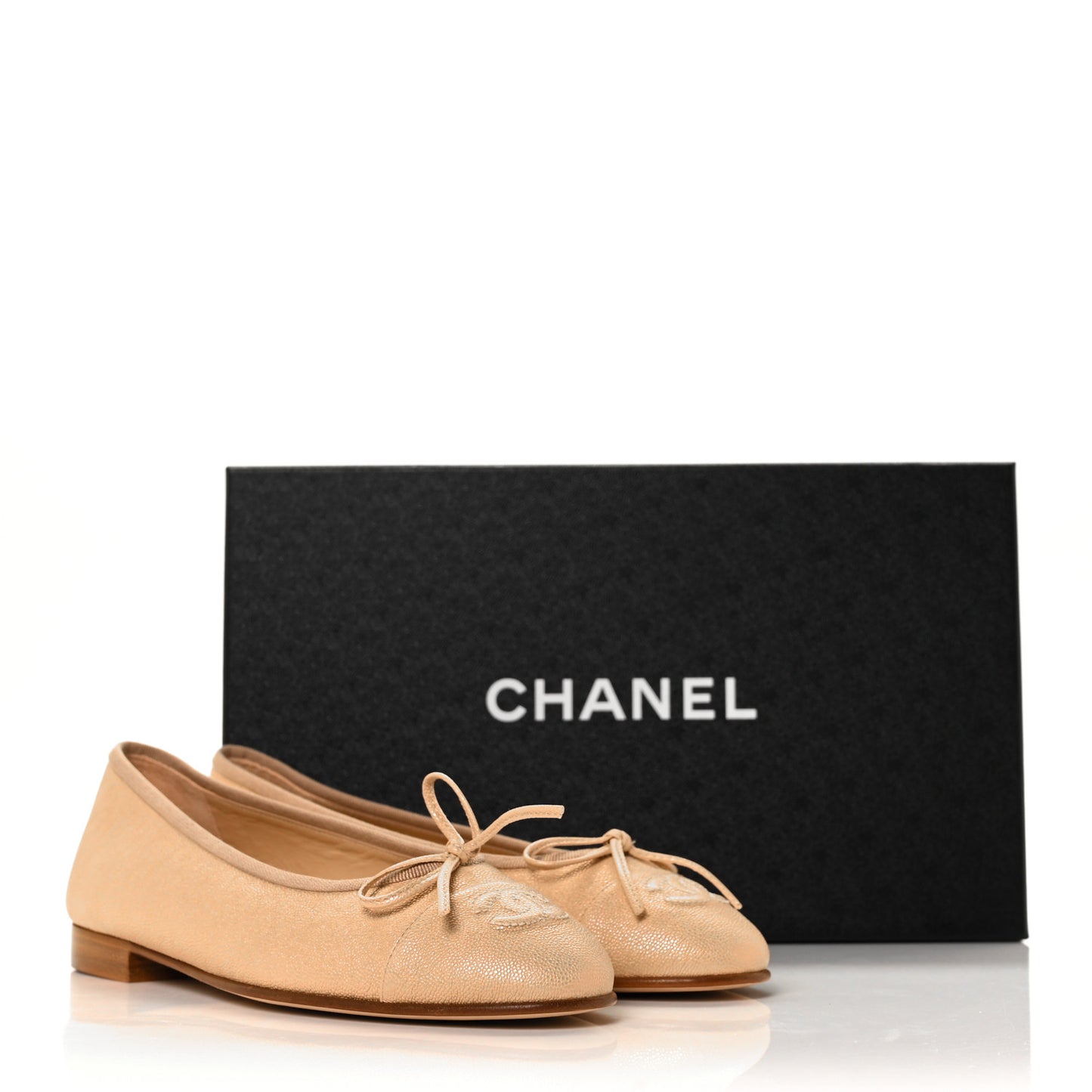 Caviar Cap Toe CC Ballerina Flats 36.5 Beige