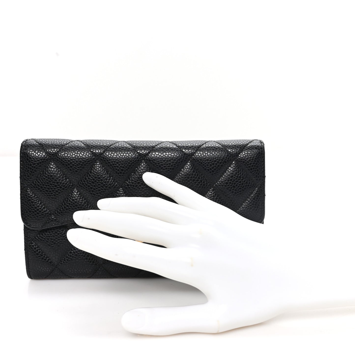 Caviar Quilted Large Flap Wallet Black