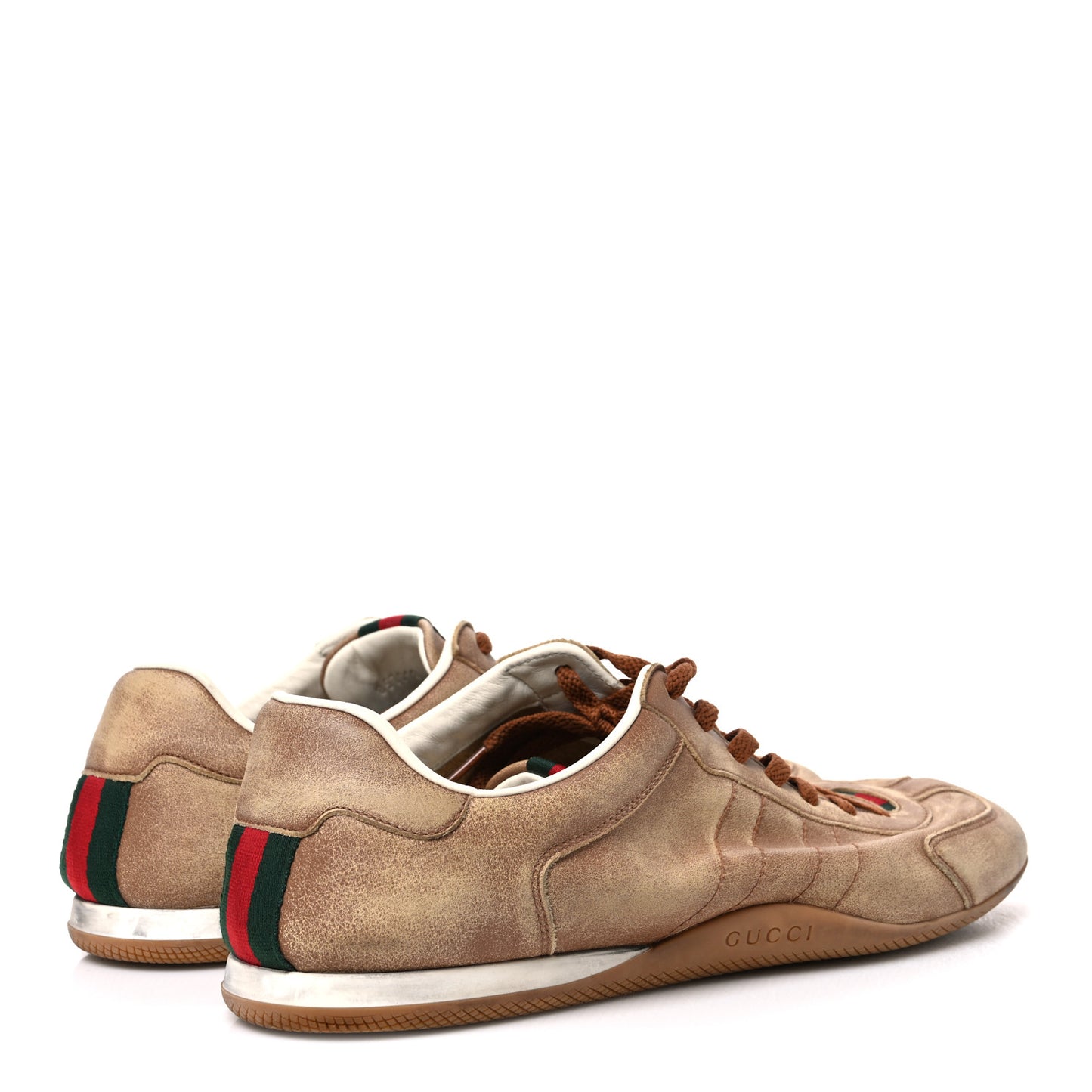 GG Monogram Suede Web Mens Shift Sneakers 9.5 Beige Brown