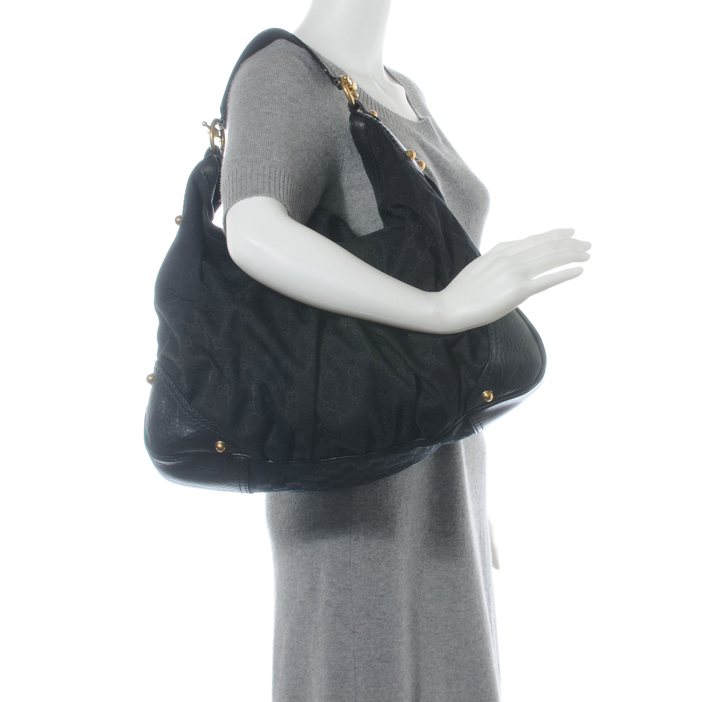 Monogram Large Jockey Hobo Black