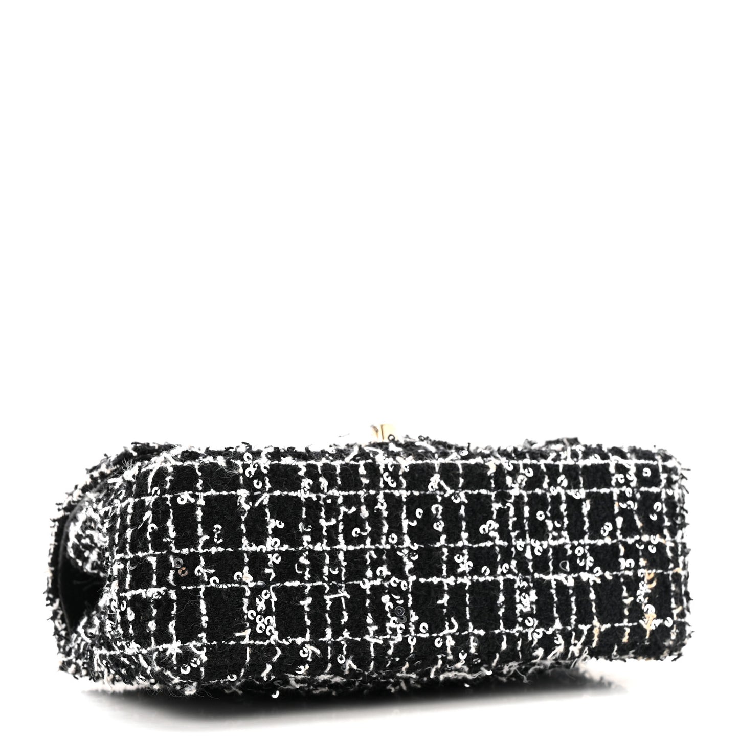 Tweed Quilted Mini Top Handle Rectangular Flap Black White