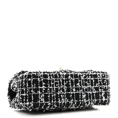 Chanel Tweed Quilted Mini Top Handle Rectangular Flap Black White 4 of 16