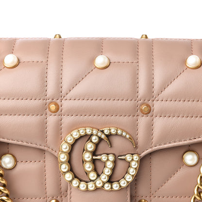 Gucci Calfskin Matelasse Studded Mini Pearly GG Marmont Shoulder Bag Porcelain Rose 8 of 8