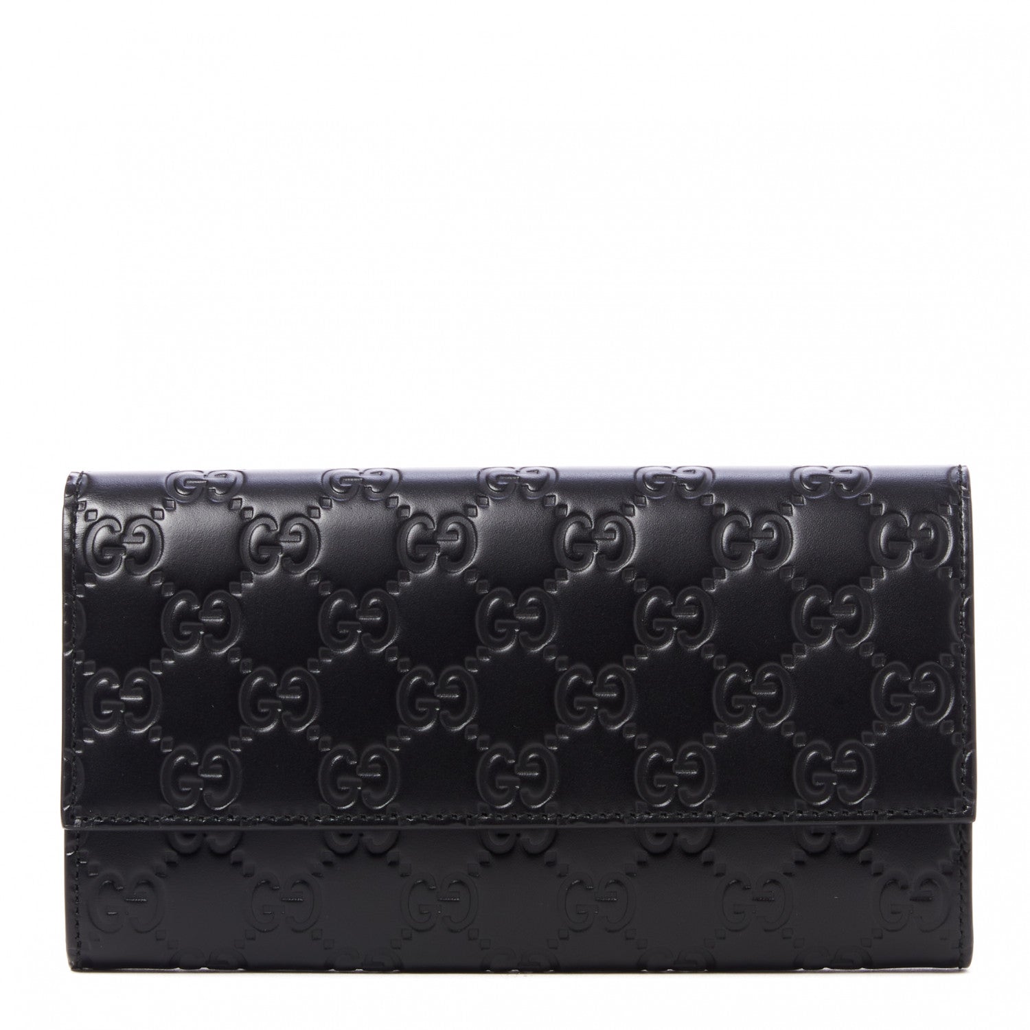 Gucci Guccissima Continental Flap Wallet Black 1 of 9