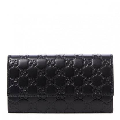 Gucci Guccissima Continental Flap Wallet Black 1 of 9
