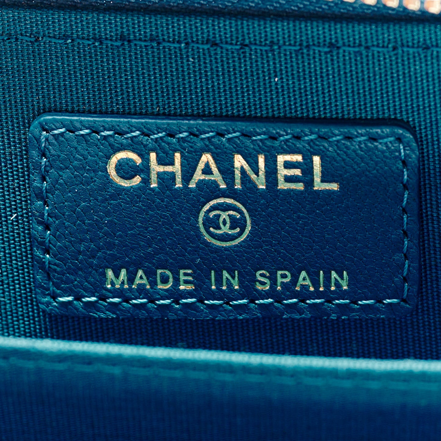 Lambskin Quilted Chanel 19 Zip Around Coin Purse Wallet Turquoise